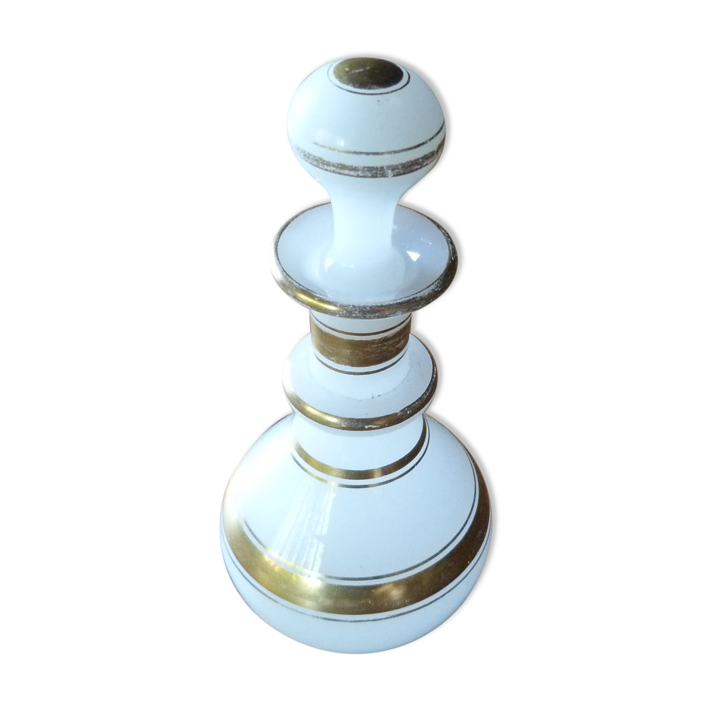 Portieux Vallerysthal old flask in white opaline and gold 1900