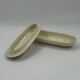 Vintage Art Deco butter dish in ivory ceramic with platinum stripes.
