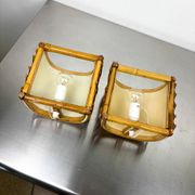 Pair of mid-century rattan wall sconces, 1960s, Italy