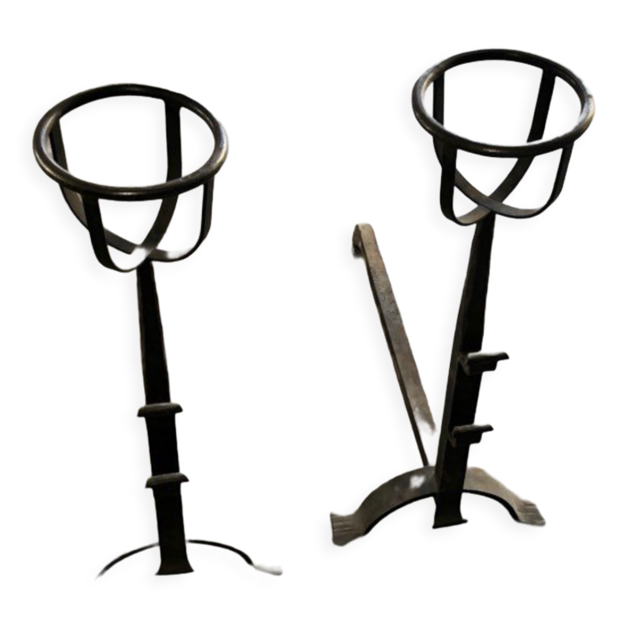 Pair of 18th century wrought iron andirons