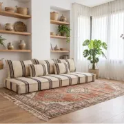 Ensemble de coussins de sol rayés marocains tissés à la main