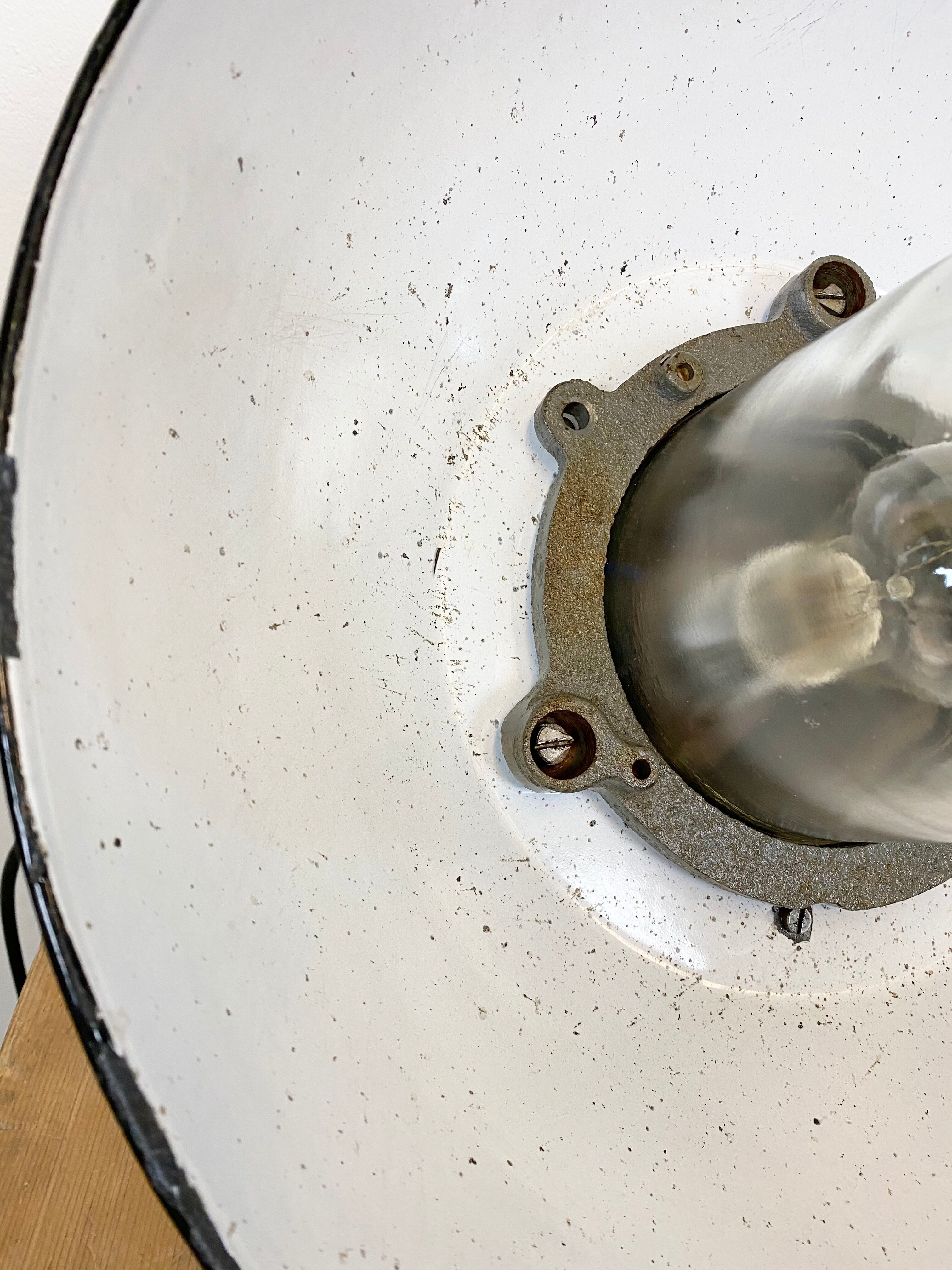 Black Enamel and Cast Iron Industrial Pendant Light, 1960s