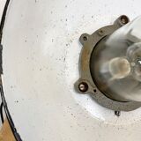 Black Enamel and Cast Iron Industrial Pendant Light, 1960s