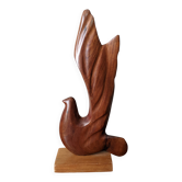Handcrafted teak wood dove sculpture from the 1960s.
