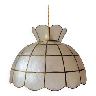 Mother-of-pearl and brass pendant light