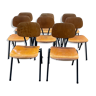 Set of 8 school chairs wood honey Netherlands 70 years