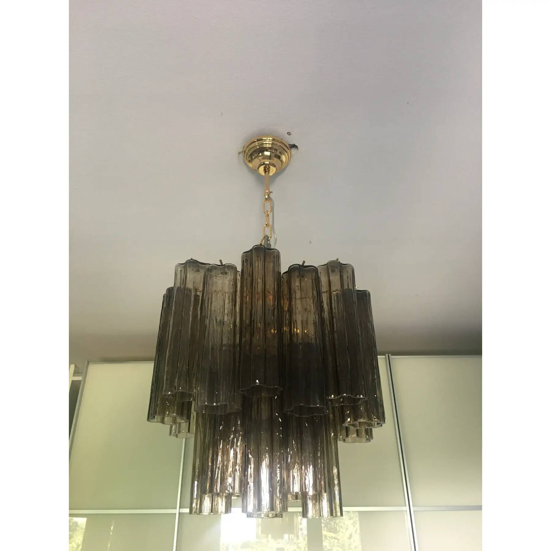 Murano Style Glass Chandelier, Fumé Tone