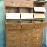 Vintage 50s wooden clamshell workshop furniture