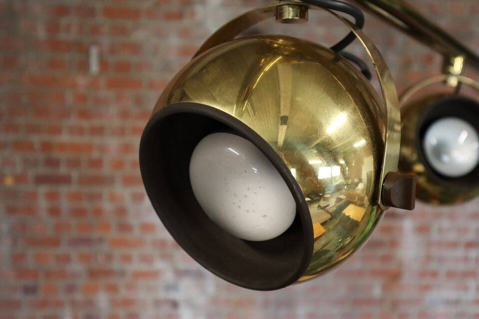 Set of vintage brass ceiling and wall lamps by Sische leuchten, Germany 1960's.