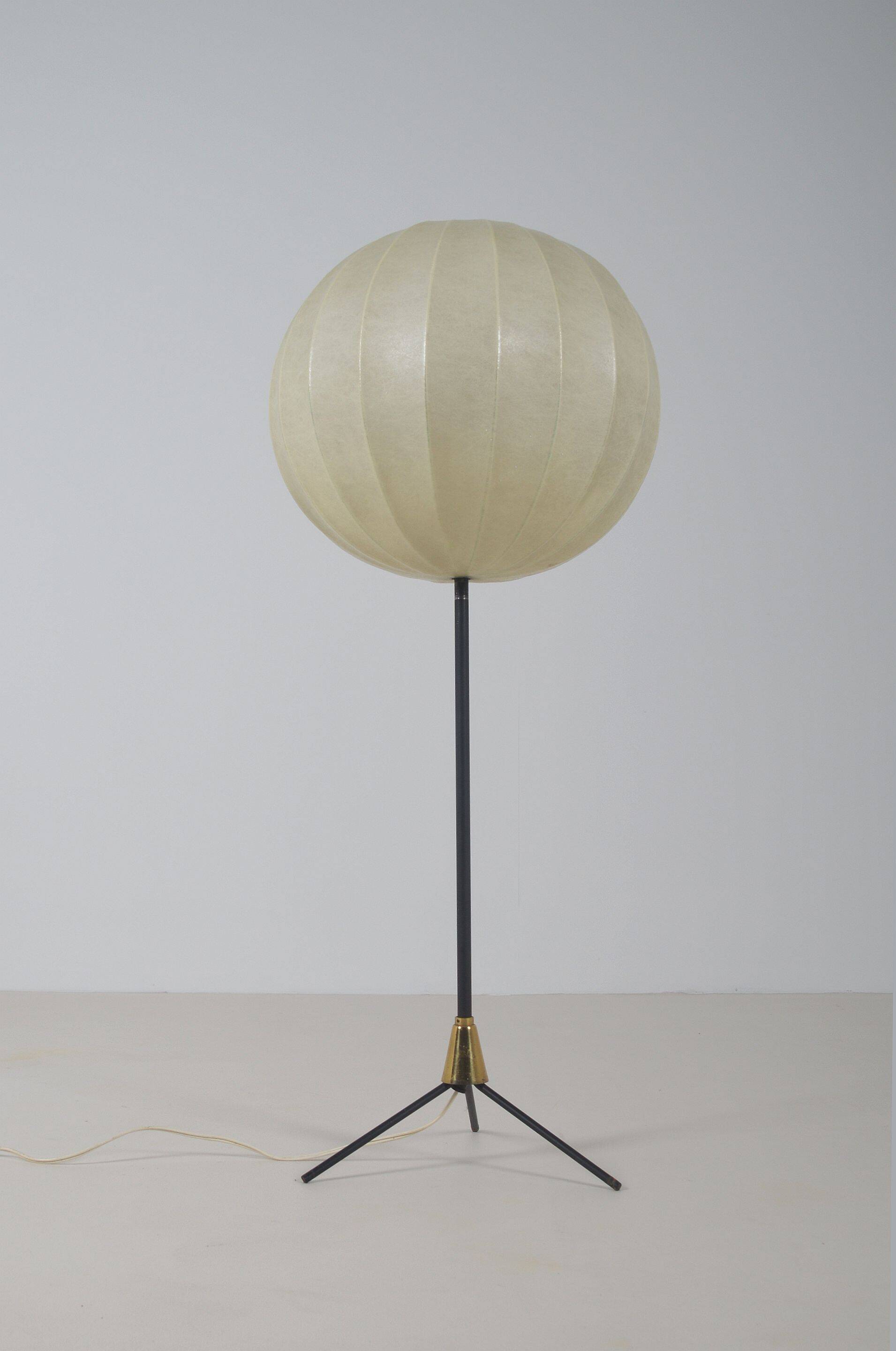 Lampadaire vintage en cocon avec accent en laiton, années 1960