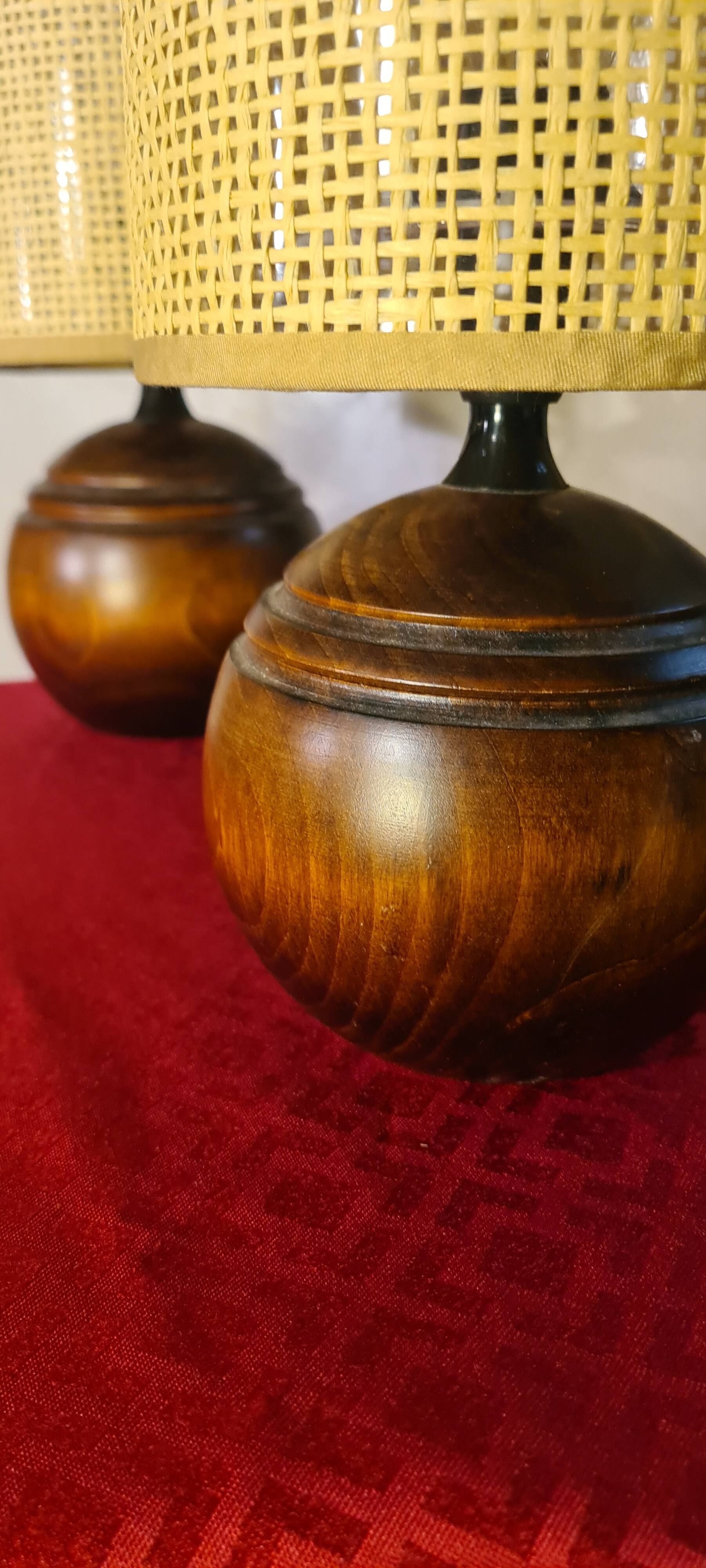 Pair of solid wood ball lamps, Scandinavian style bedside lamps, 33x14