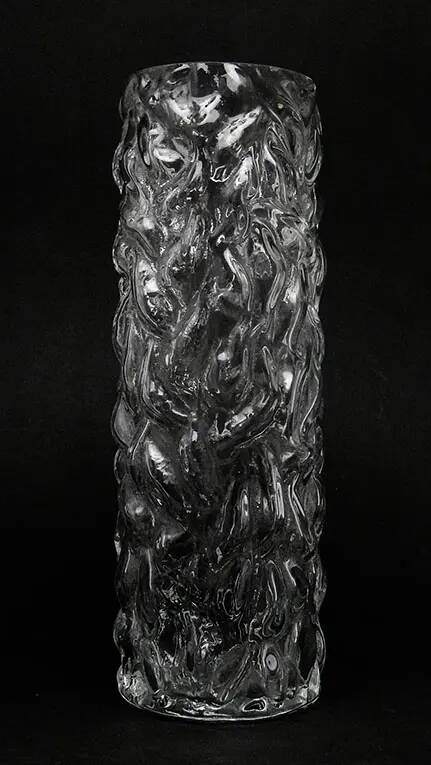 Pieniek vase, grey glass, Huta Hortensja, Poland, 1970s