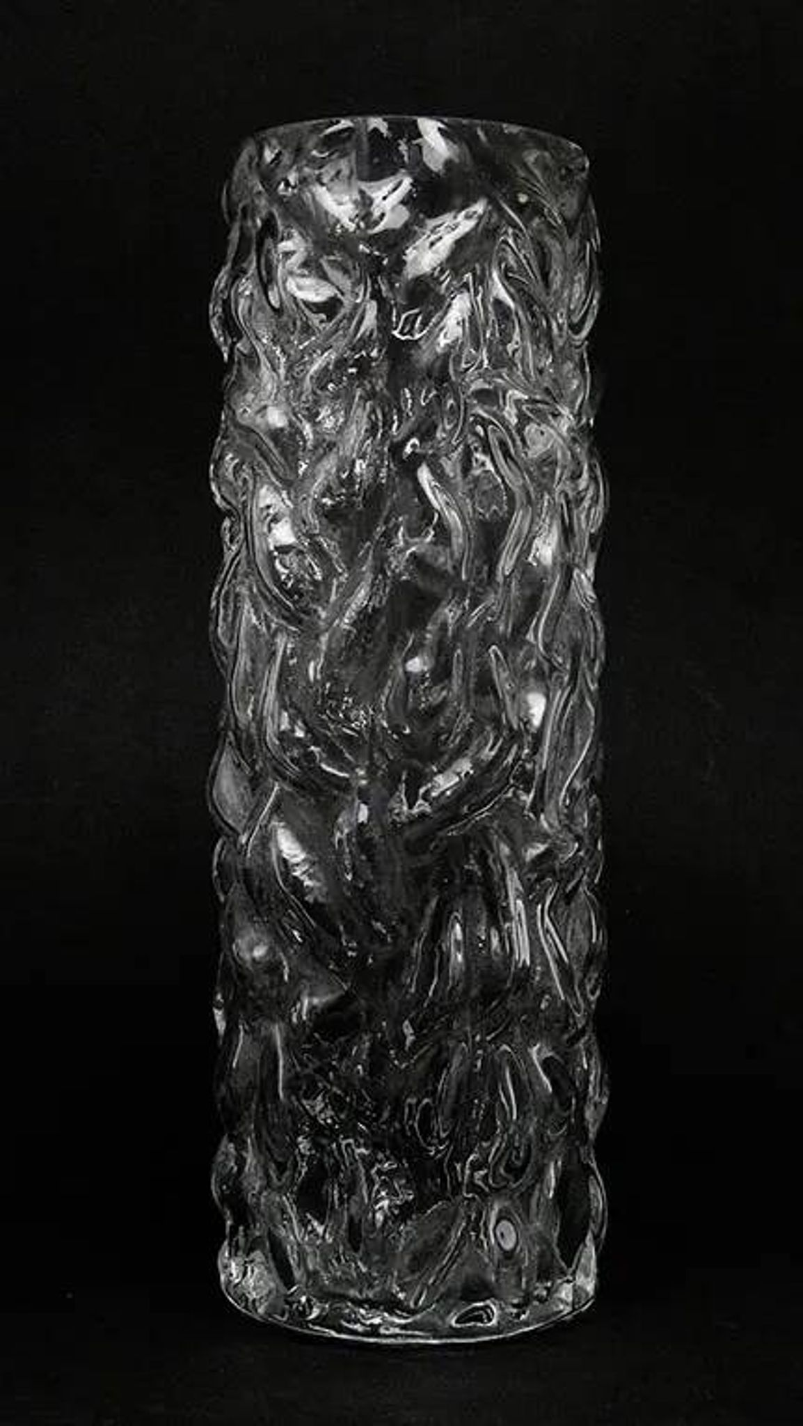 Pieniek vase, grey glass, Huta Hortensja, Poland, 1970s