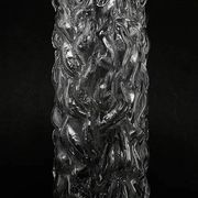 Pieniek vase, grey glass, Huta Hortensja, Poland, 1970s