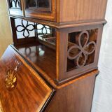 Antique Edwardian Bureau Bookcase with Inlaid Floral Detail – Early 20th Ce