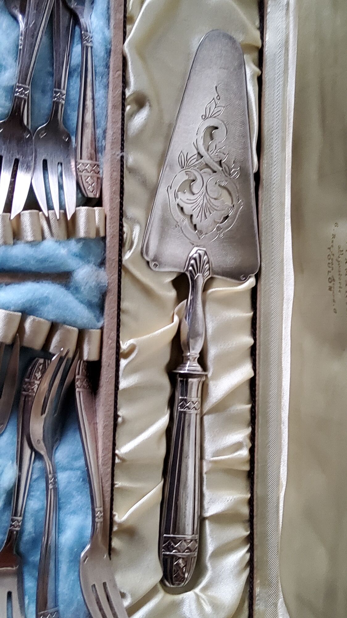 Silver metal cutlery set art deco goldsmith ATO 49 pieces