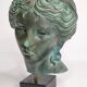 Antique style statue head, verdigris patina, signed Art Team, H 20 cm