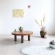 Round coffee table in wood and ceramic by Roger Capron, herbier/garrigue model, 60s/70s