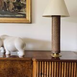 Hollywood regency brass and Vienna straw lamp base, Italy 1970's