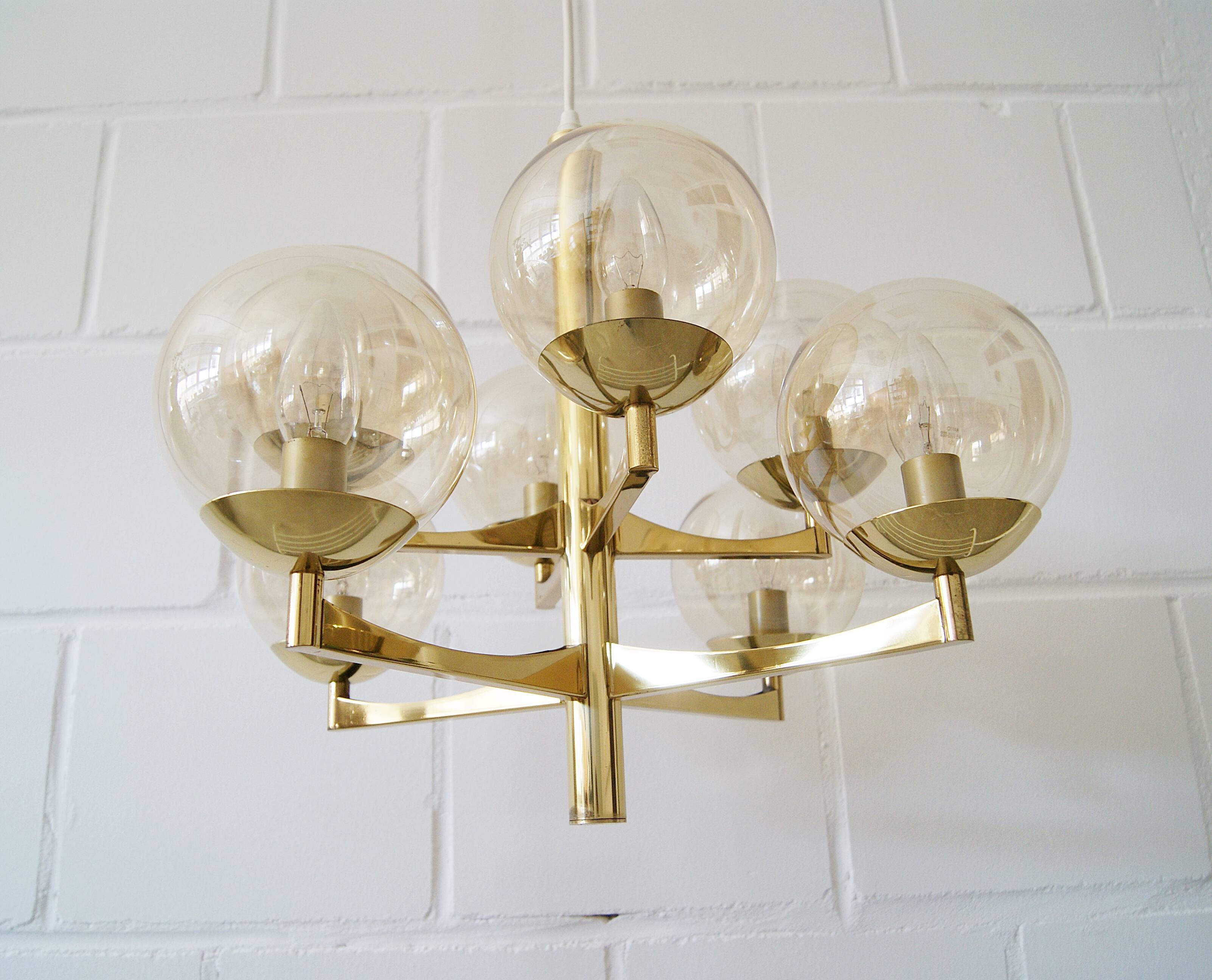 Brass chandeliers from Kaiser, Germany 1960
