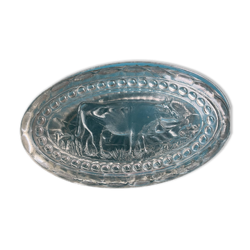 Beurrier en verre motif vache