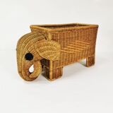 Rattan stand, container, newspaper rack, Italy 1970s