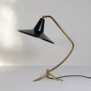 Brass table lamp on a tripod in modern Swedish style, Sweden, 1950.