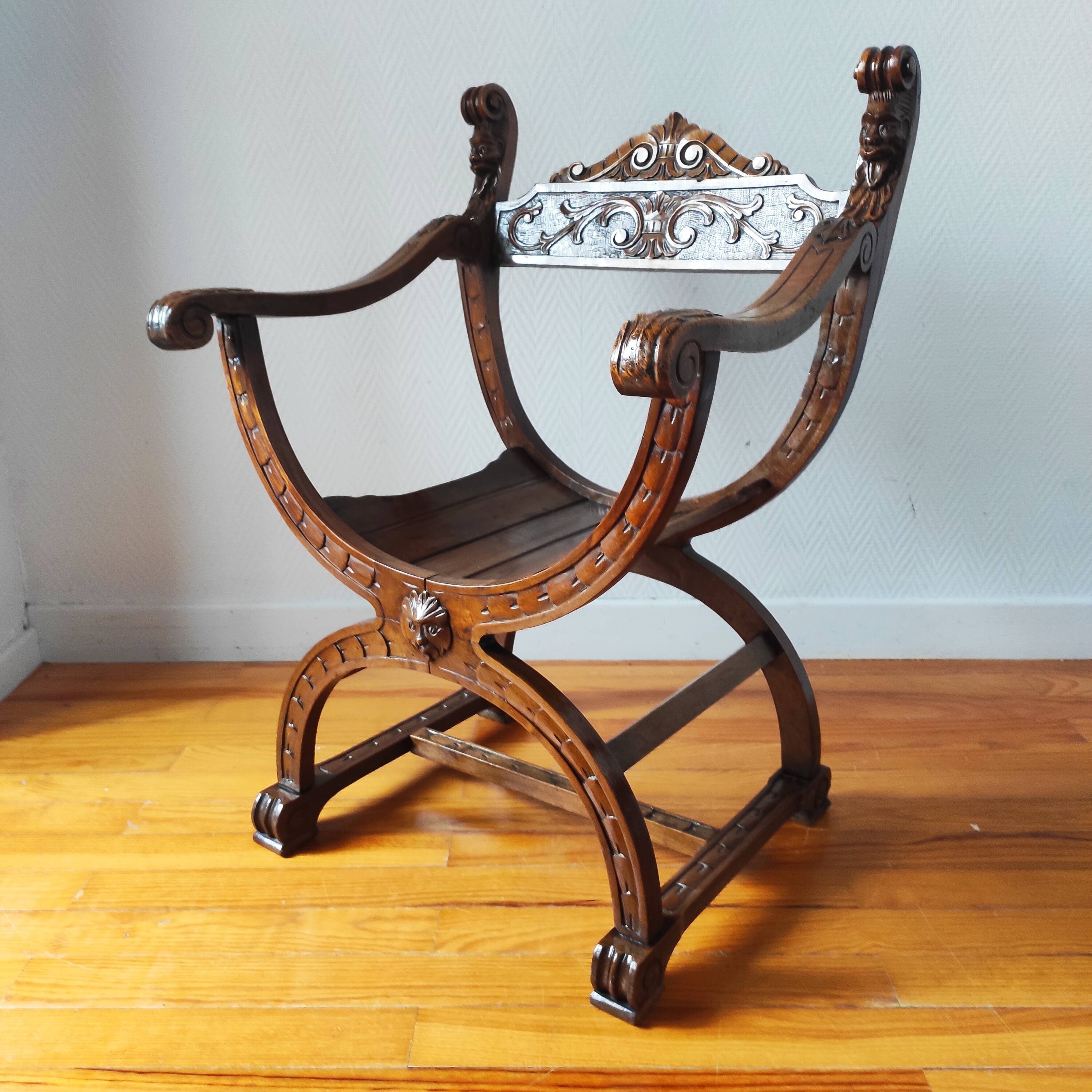 Pair of Dagobert walnut armchairs from the late 19th century