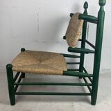 French straw rush low lounge chair in the style of Charles Dudouyt, 1950s