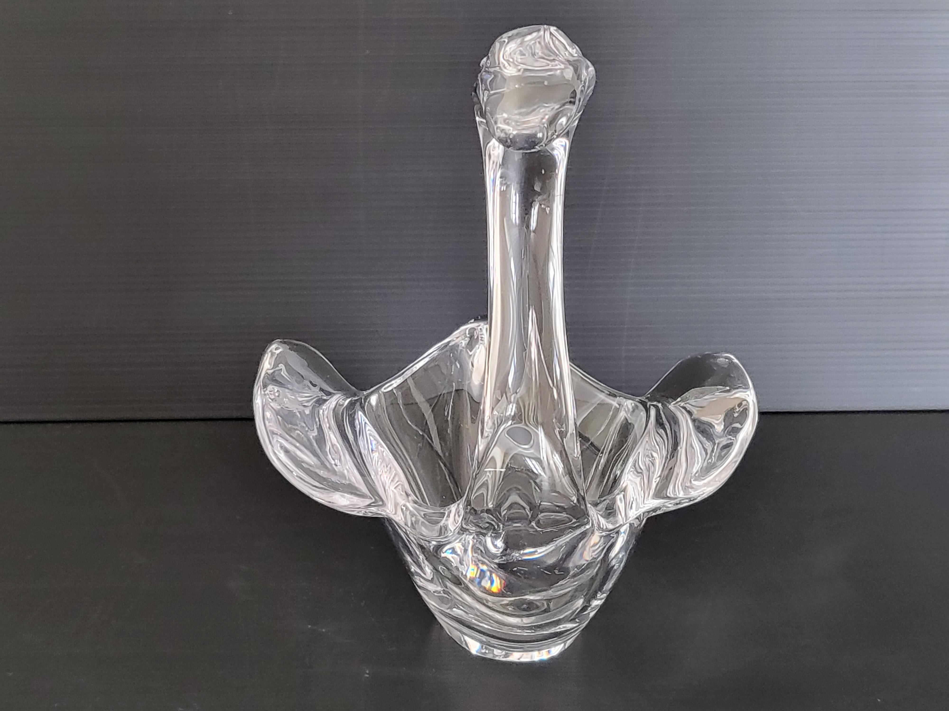 Vintage swan pocket in crystal from Vannes 1970