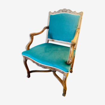 Regency armchair reupholstered emerald green velvet