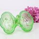 Salt and Pepper Servant in green glass, molded glass, vintage French, authentic
