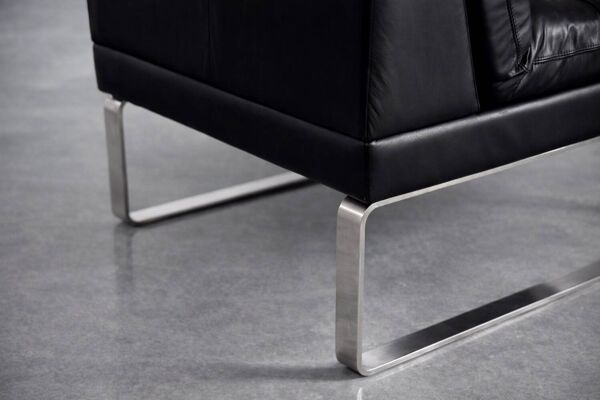 Canapé modulaire vintage allemand moderne minimaliste en cuir et chrome du milieu du siècle