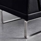 Vintage Mid-Century German Modern Minimalist Leather and Chrome Modular Sofa