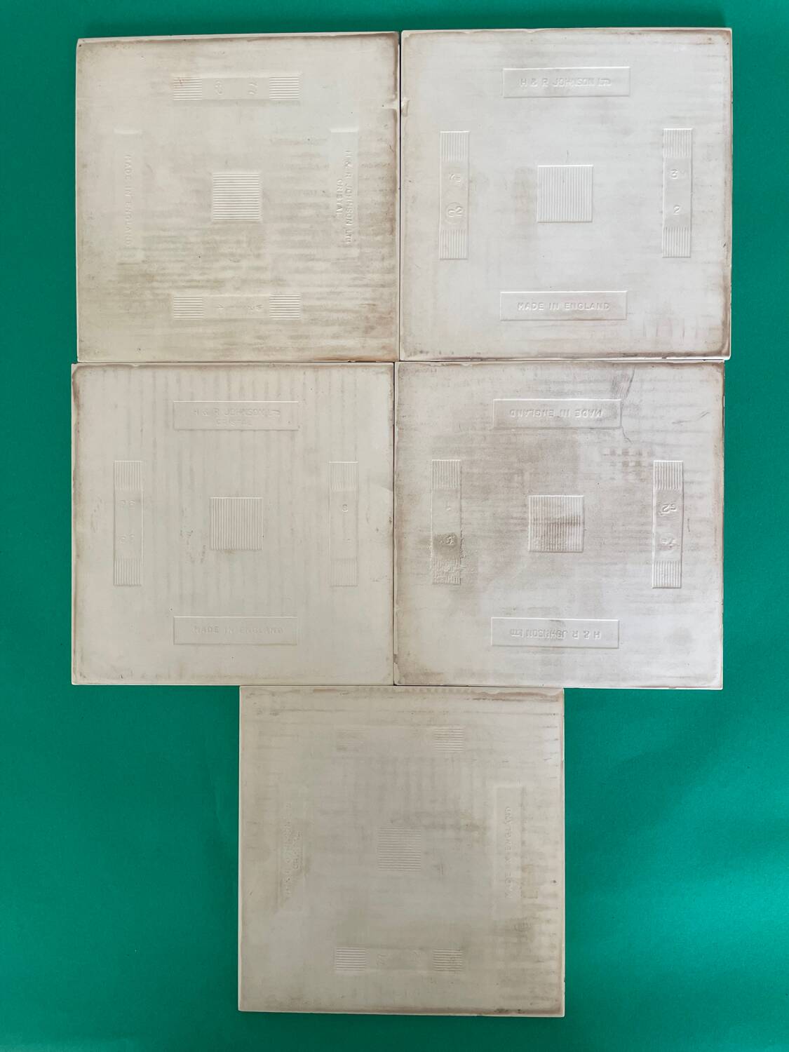 Set of 5 John Moyr Smith 15×15cm tiles – collector's items