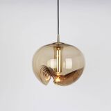 1 of 7 large smoked glass pendant by Peill & Putzler, Germany, 1970s