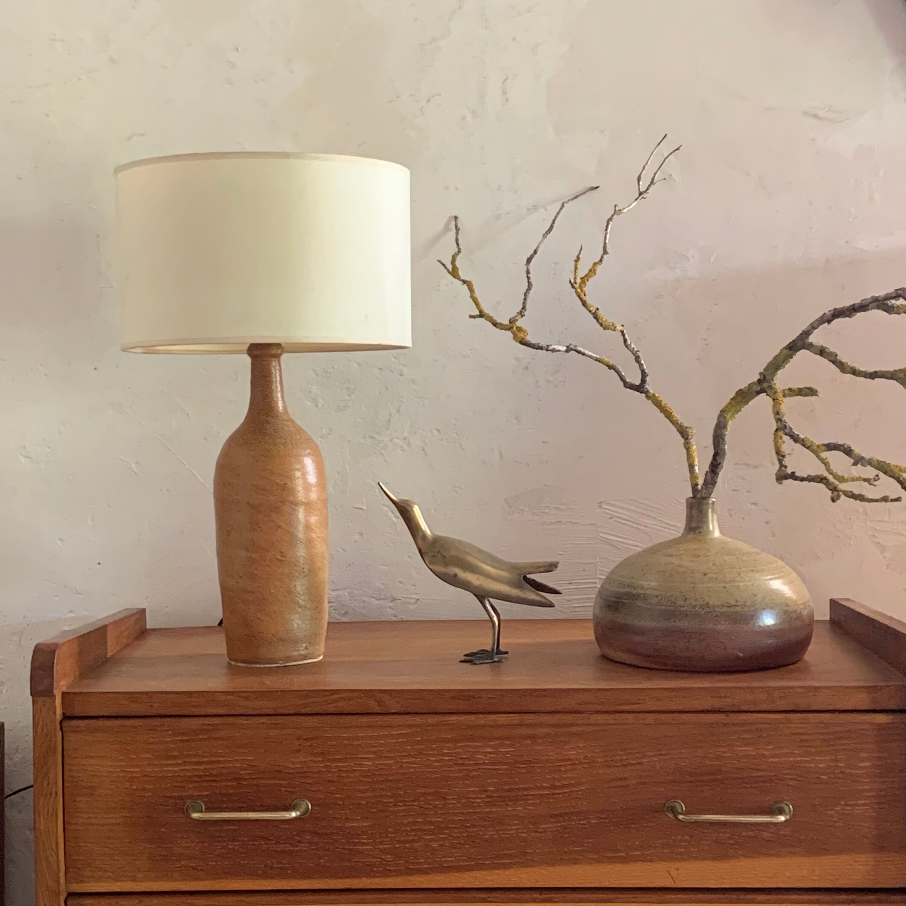 Vintage table lamp in glazed stoneware
