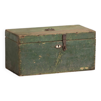Antique green solid wood chest (c.1920) #3