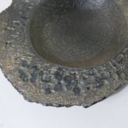 asymmetrical brutalist stoneware bowl signed Vintage