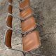 4 folding chairs chromed metal and Skaï fawn 1970