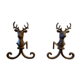Pair of deer head andirons