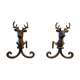 Pair of deer head andirons