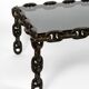 1970s XL Coffee Table Made of Nautical Iron Chain and a Thick Smoked Glass