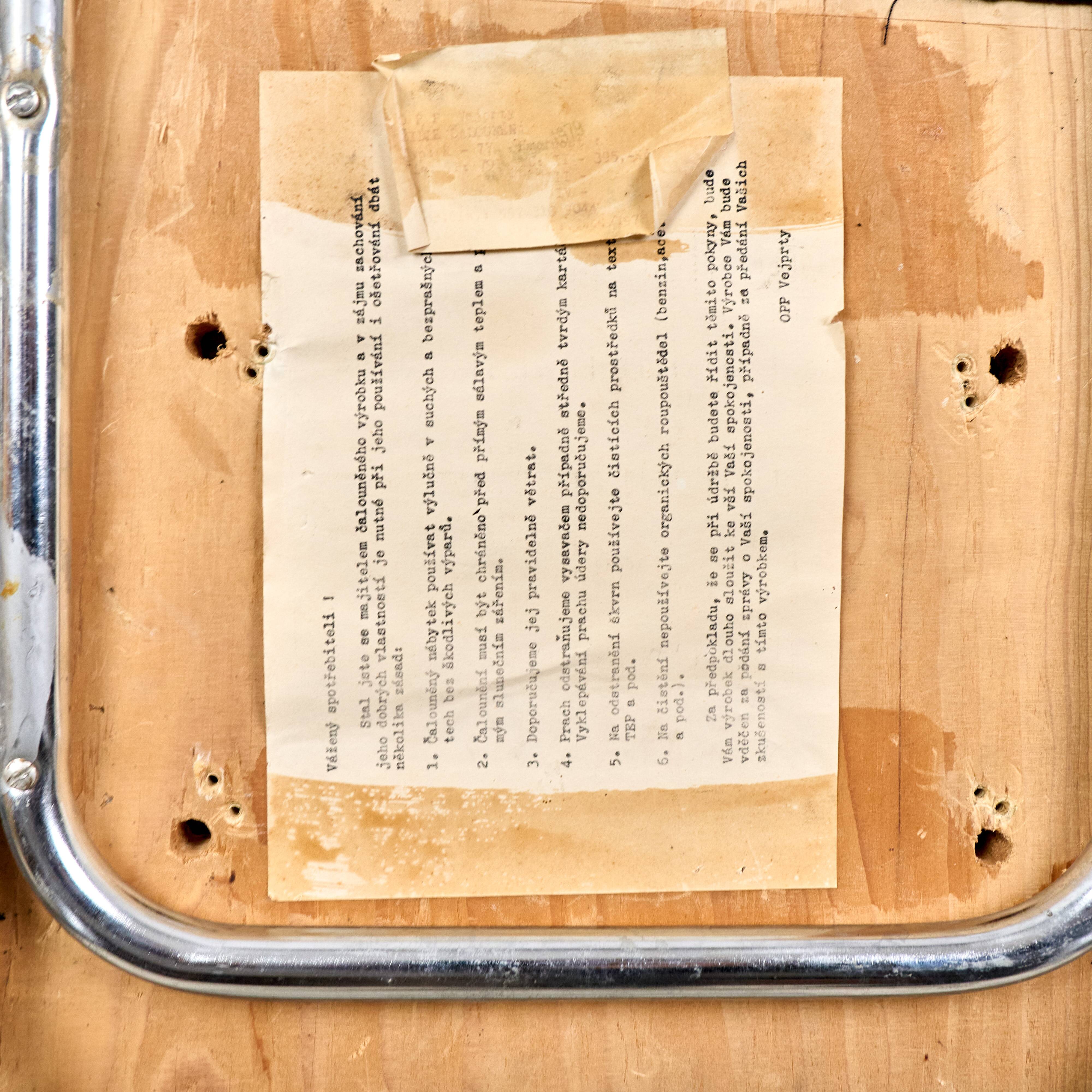 Vintage Leather Chair with Chrome Legs, 1970s, Czechoslovakia