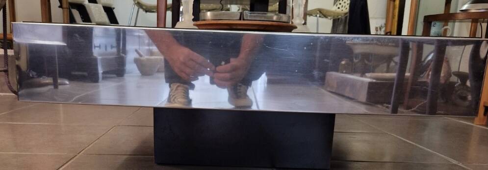 Rectangular mirrored coffee table Cidue 1970