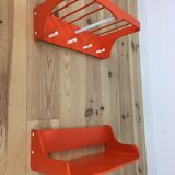 Space age wall coat holder with its tablet 1970 orange