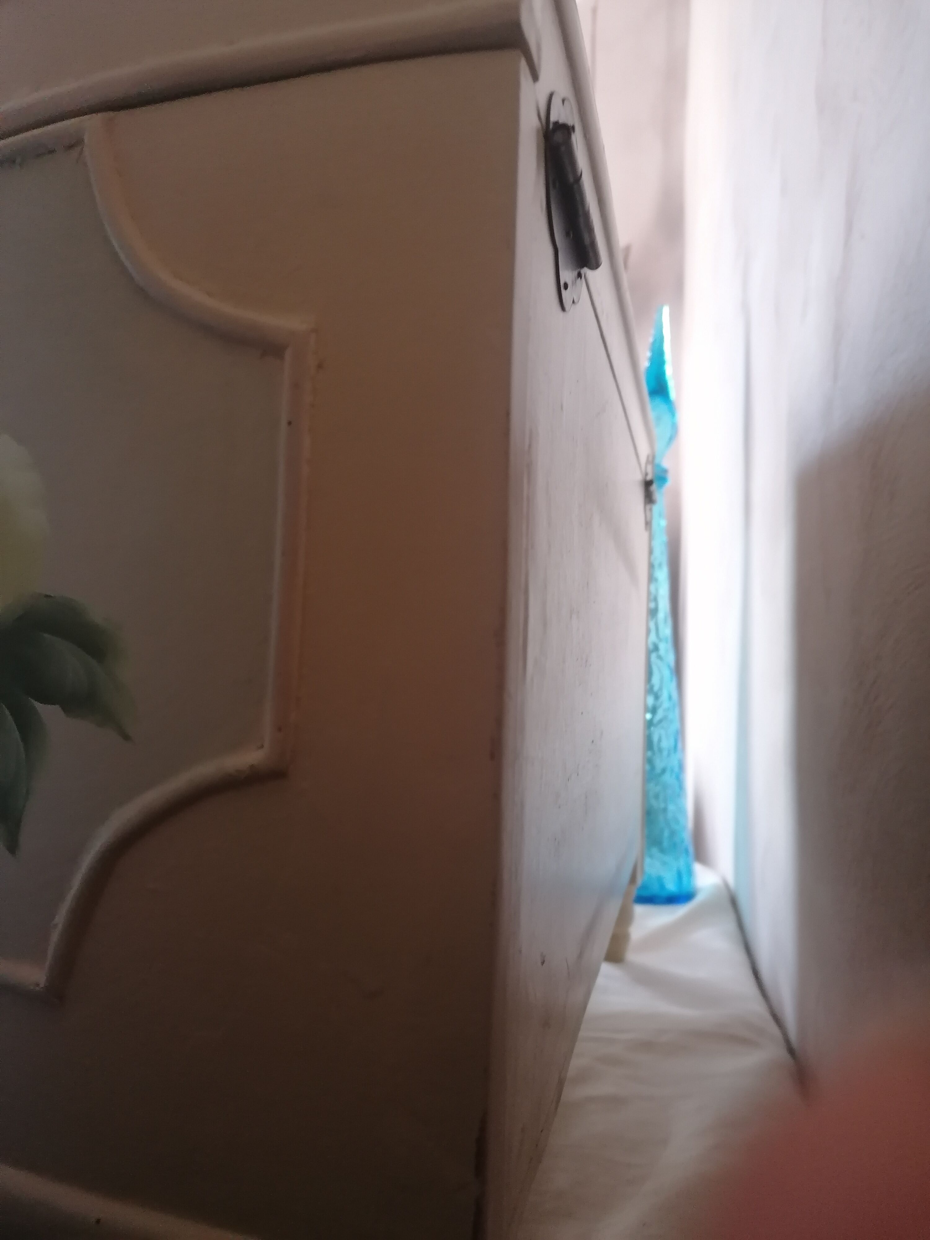 Half-moon box painted wood