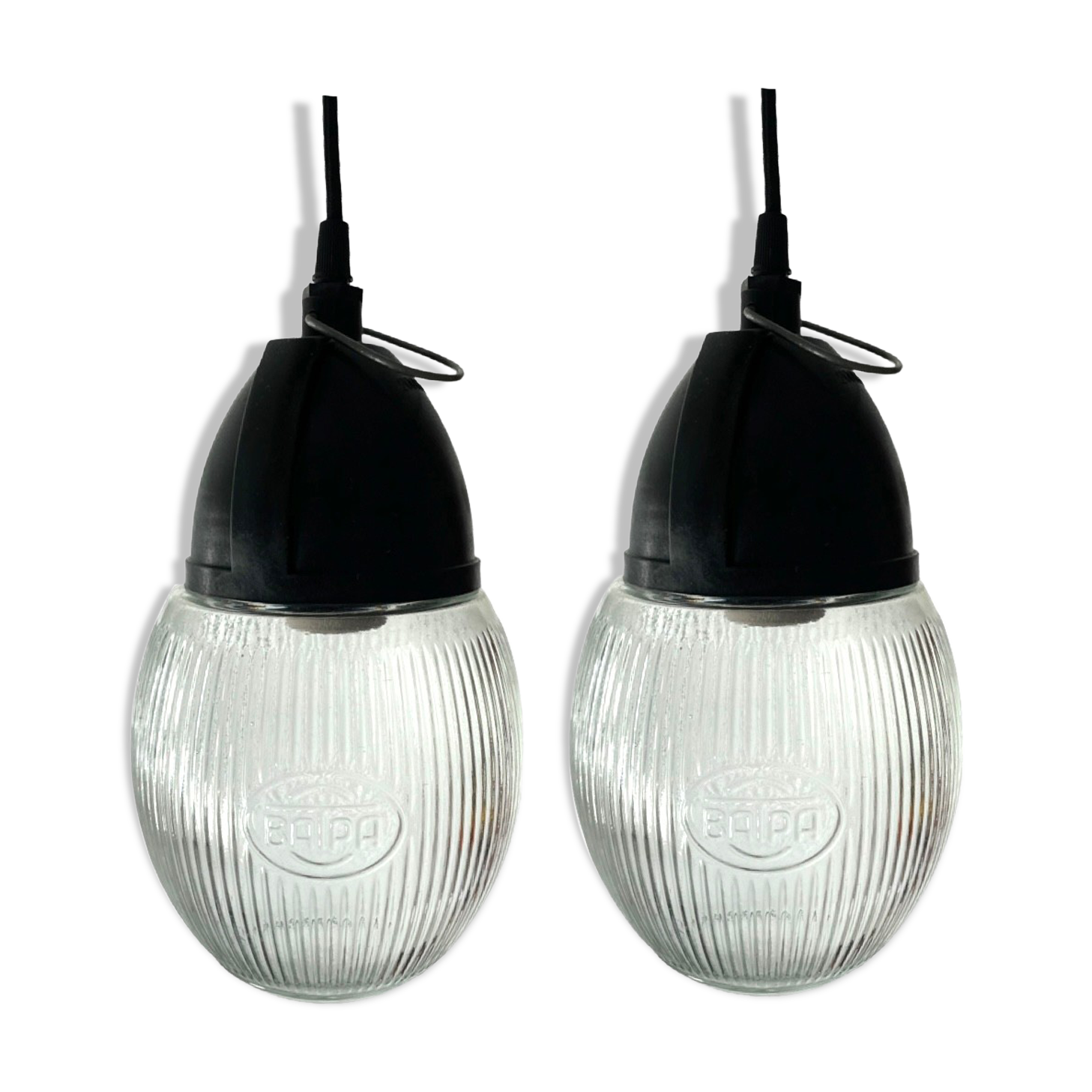 Set of two vintage industrial walkmen made of prismatic glass