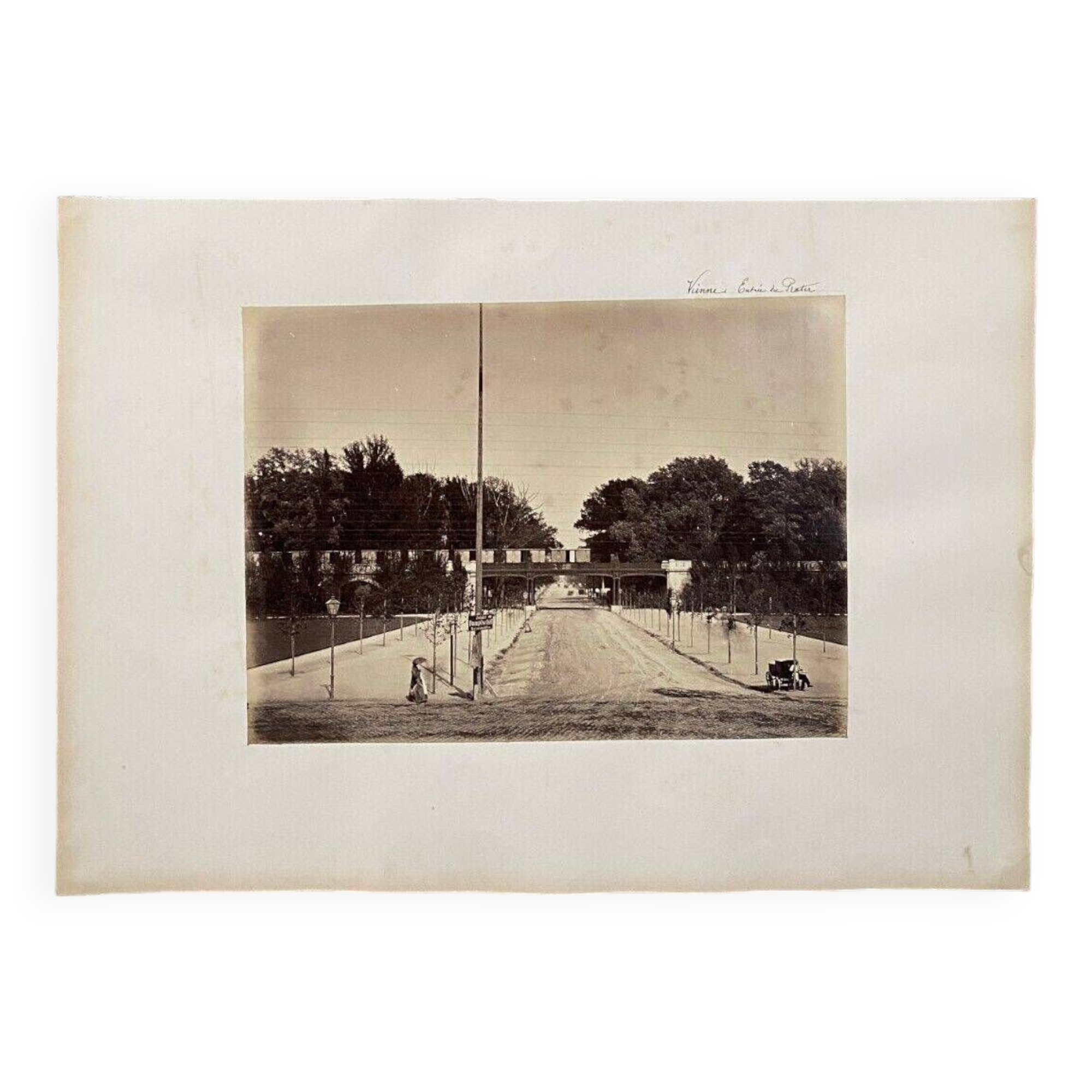 Photo Vienna Entrance to the Prater 19th century albumen laminated cardboard