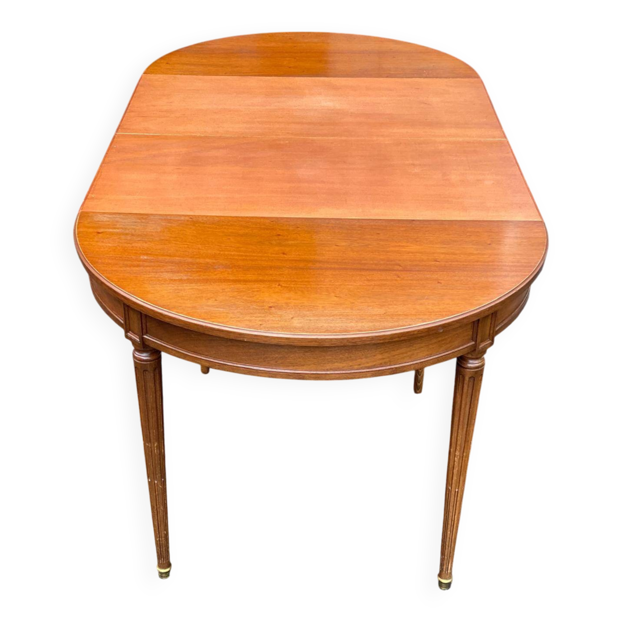 Round extendable dining table in Louis XVI style, 100cm with 2 extensions.